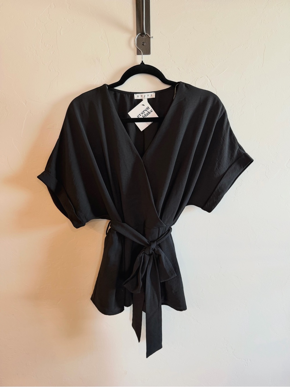 HYFVE Wrap-Style Short-Sleeve Blouse